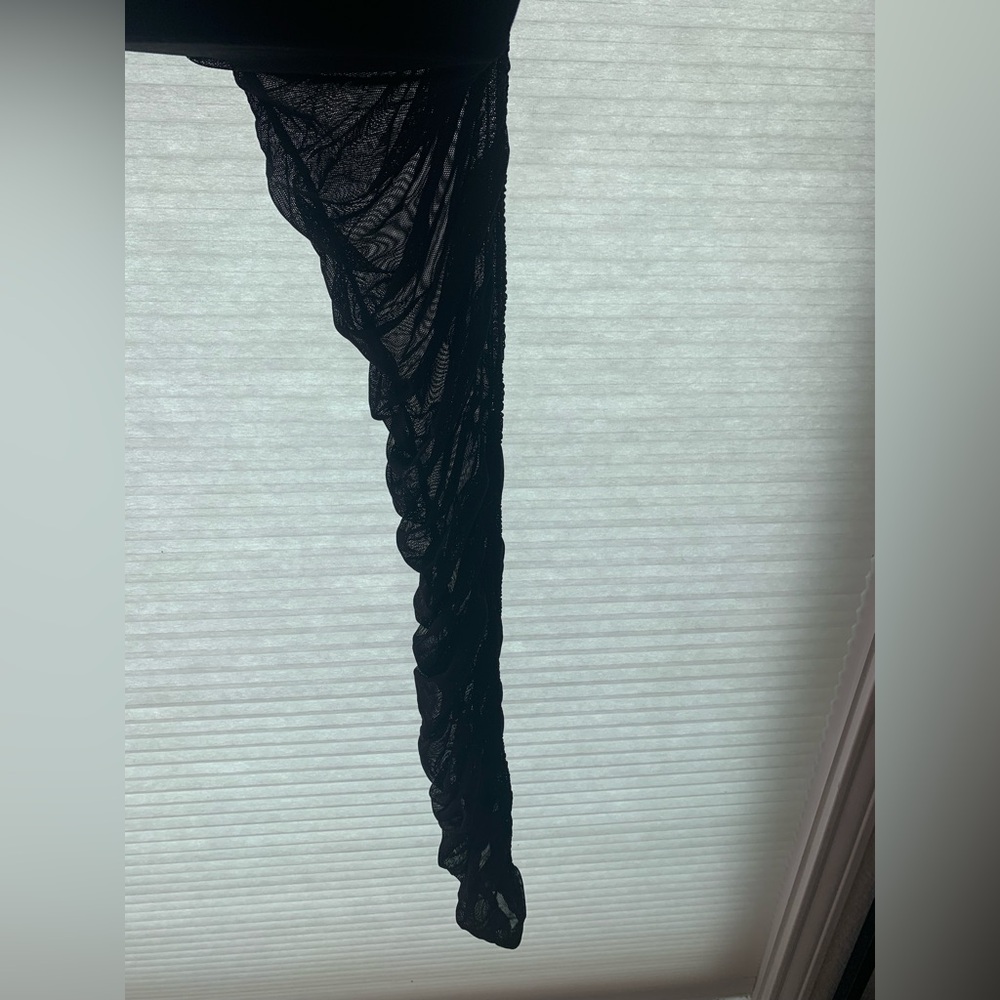 Torrid Black Sheer Ruched Mesh Leggings Plus Size 1X Open Leg Tights - Picture 14 of 16